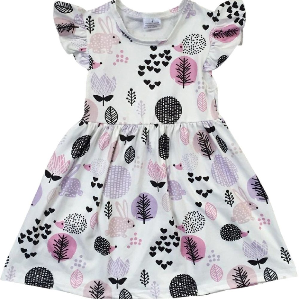 Little Girl Dress Kids Rabbit Bunny Tree Ruffle Easter Summer Flower Girl Dress